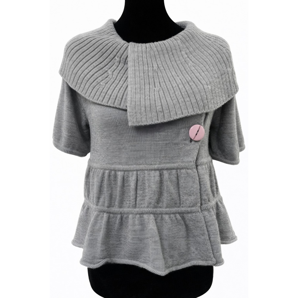 Tibi New York Womens Crop Cardigan Sweater Size XS Gray Shawl Collar Merino Wool